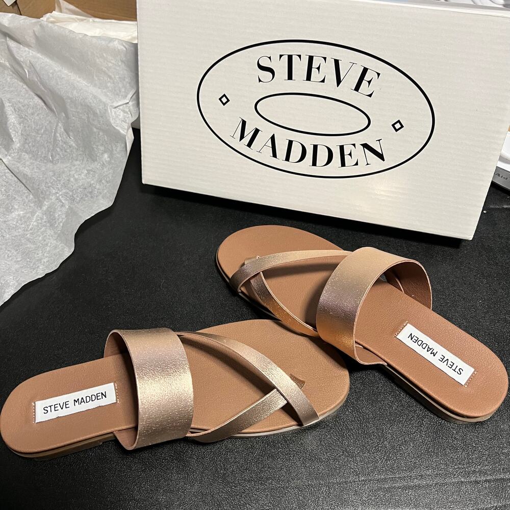 Women’s Steve Madden Athens Rose Gold Sandals Size 9 - Picture 1 of 6